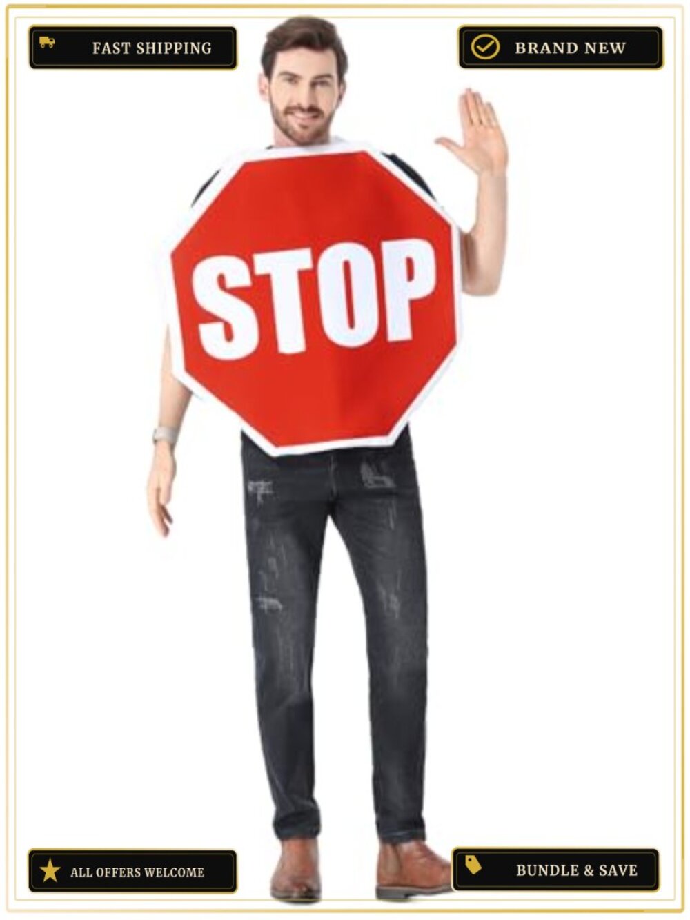 Stop Sign Traffic Costume Tunic Polyester Halloween One Size